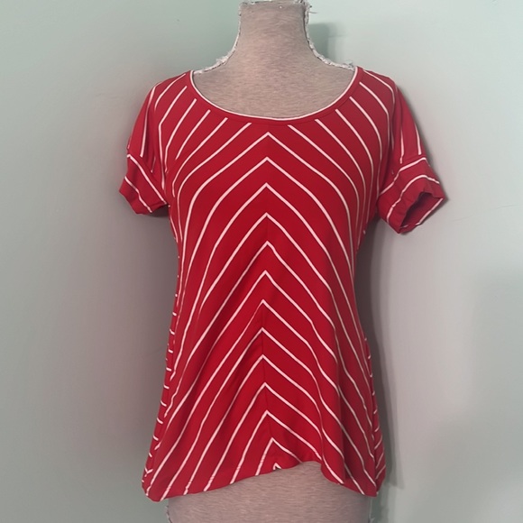 ⭐️ 2 for $15. Jones NY striped tunic blouse stretch comfy top - Picture 2 of 7